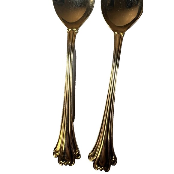 FB Rogers Golden Plated Electroplate American Chipendale Flatware 4 Spoons Tsp - Picture 4 of 15